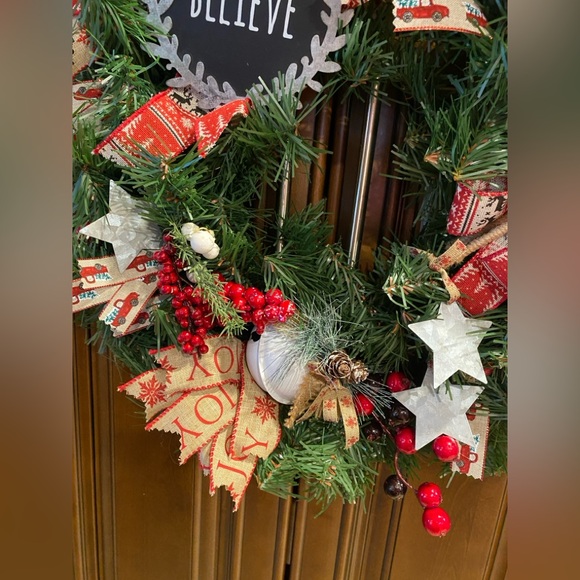 Handmade Farmhouse Holiday Wreath - Picture 4 of 7